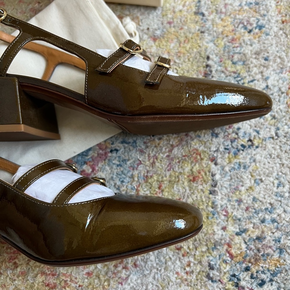 Sezane Paula Babies Patent Khaki - Size 7 - Picture 8 of 14